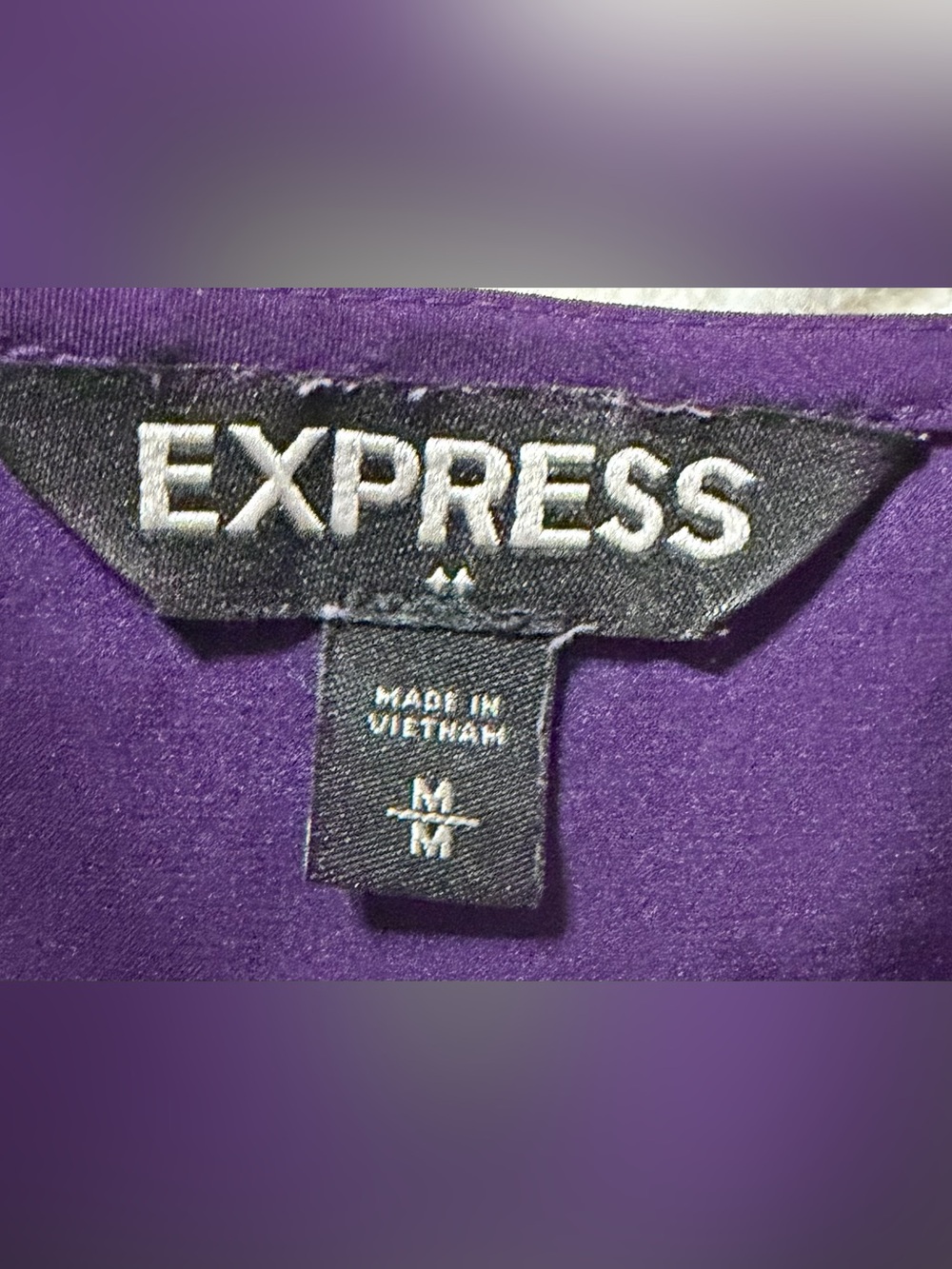Express Purple V-Neck Zip Front Blouse - Picture 4 of 4